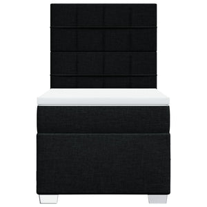 Κρεβάτι Boxspring με Στρώμα Μαύρο 90x200 εκ. Υφασμάτινο - Pakobazaar