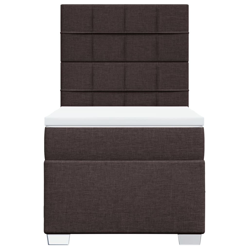 Κρεβάτι Boxspring με Στρώμα Σκούρο Καφέ 90x200 εκ. Υφασμάτινο - Pakobazaar