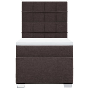 Κρεβάτι Boxspring με Στρώμα Σκούρο Καφέ 90x200 εκ. Υφασμάτινο - Pakobazaar