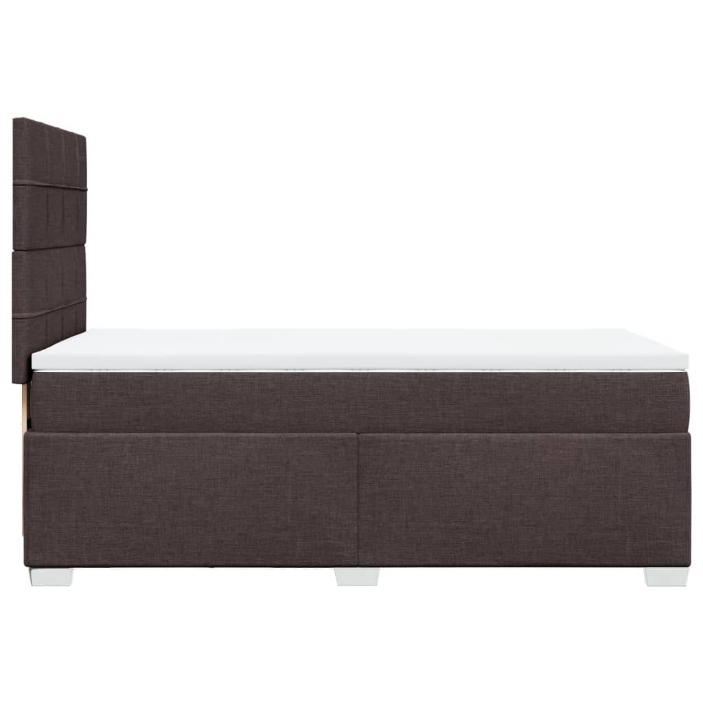 Κρεβάτι Boxspring με Στρώμα Σκούρο Καφέ 90x200 εκ. Υφασμάτινο - Pakobazaar