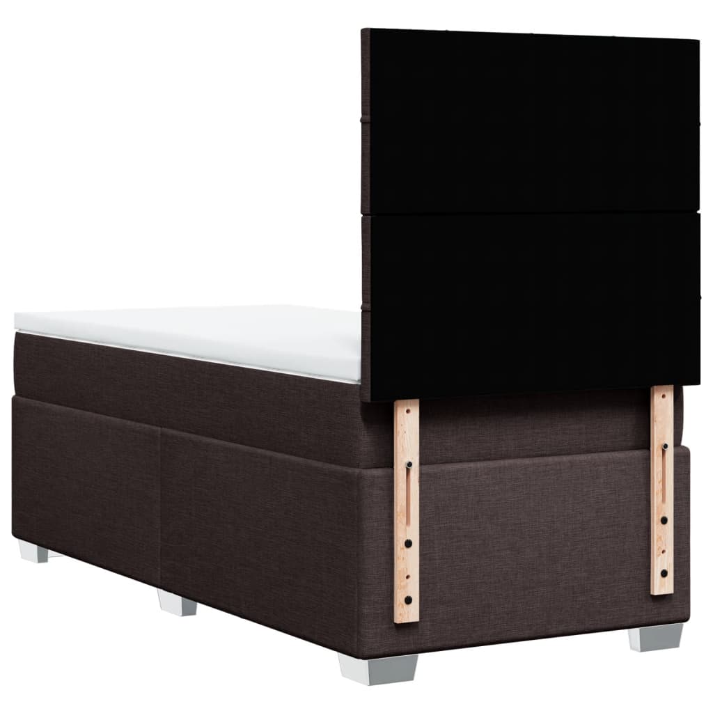 Κρεβάτι Boxspring με Στρώμα Σκούρο Καφέ 90x200 εκ. Υφασμάτινο - Pakobazaar