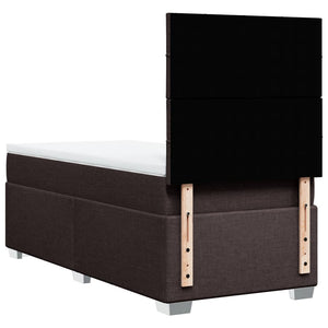 Κρεβάτι Boxspring με Στρώμα Σκούρο Καφέ 90x200 εκ. Υφασμάτινο - Pakobazaar