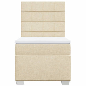 Κρεβάτι Boxspring με Στρώμα Κρεμ 90x200 εκ.Υφασμάτινο