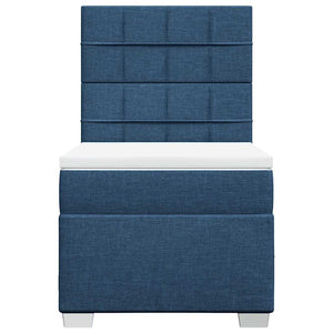 Κρεβάτι Boxspring με Στρώμα Μπλε 90x200 εκ.Υφασμάτινο - Pakobazaar