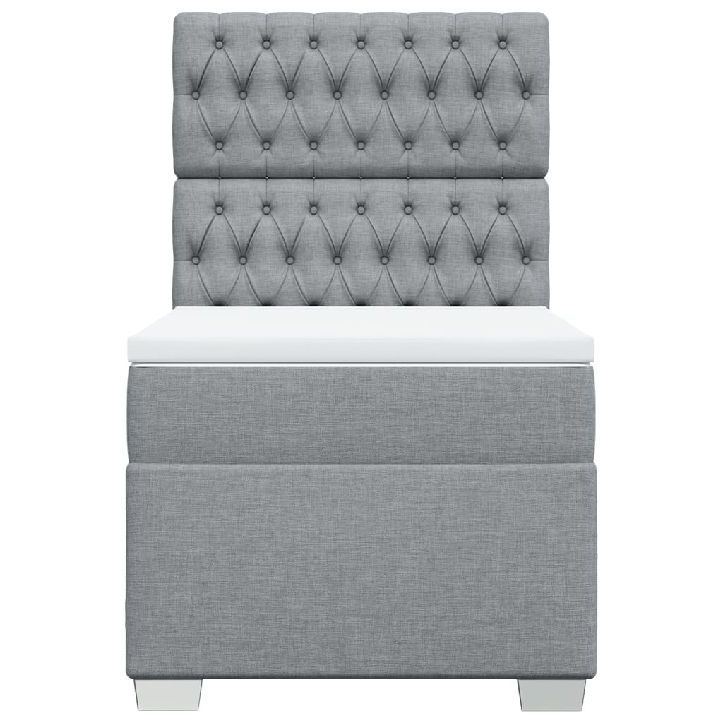 Κρεβάτι Boxspring με Στρώμα Ανοιχτό Γκρι 90x200 εκ. Υφασμάτινο - Pakobazaar