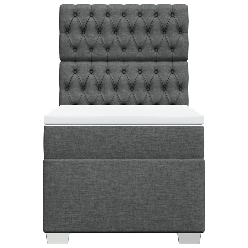 Κρεβάτι Boxspring με Στρώμα Σκούρο Γκρι 90x200 εκ. Υφασμάτινο - Pakobazaar
