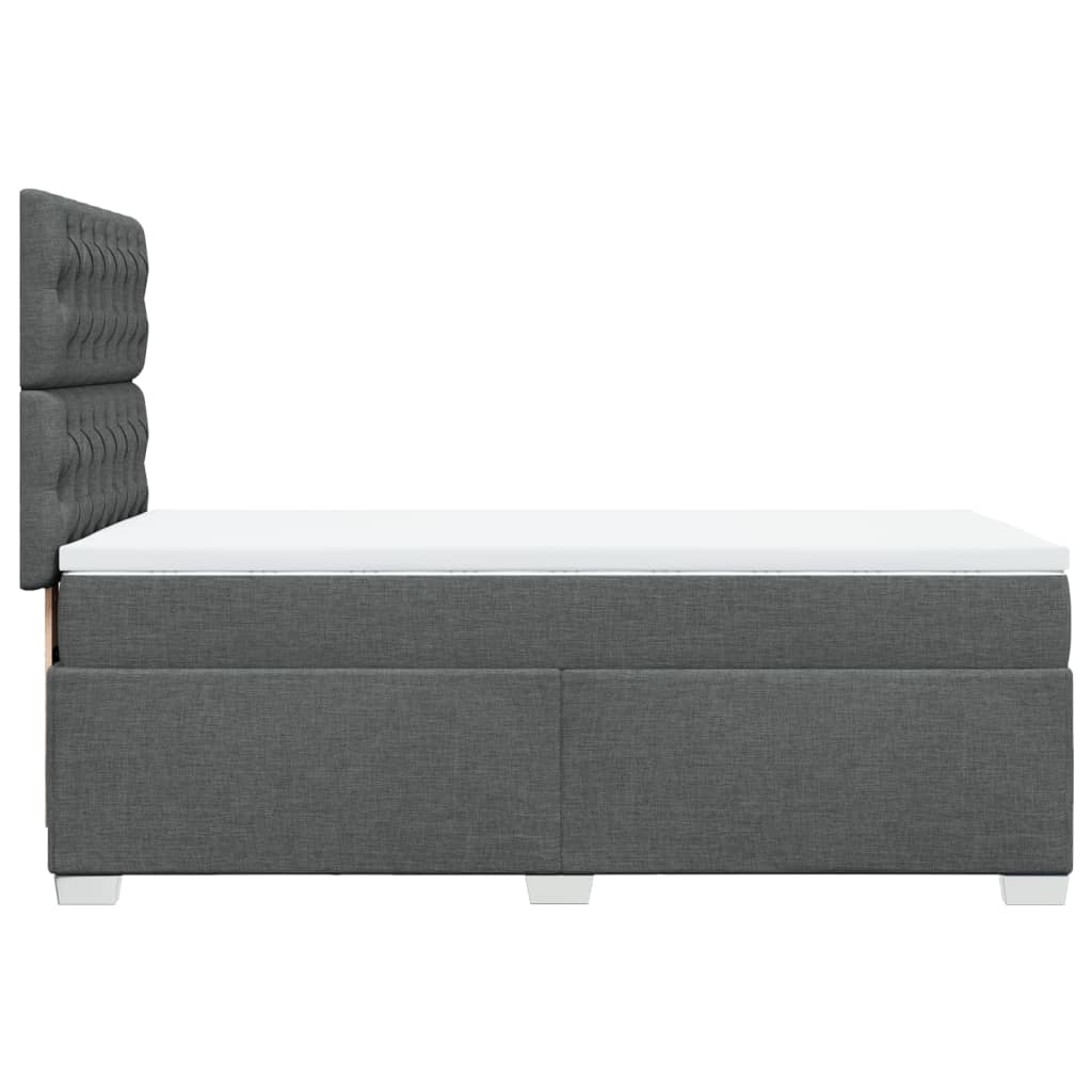 Κρεβάτι Boxspring με Στρώμα Σκούρο Γκρι 90x200 εκ. Υφασμάτινο - Pakobazaar