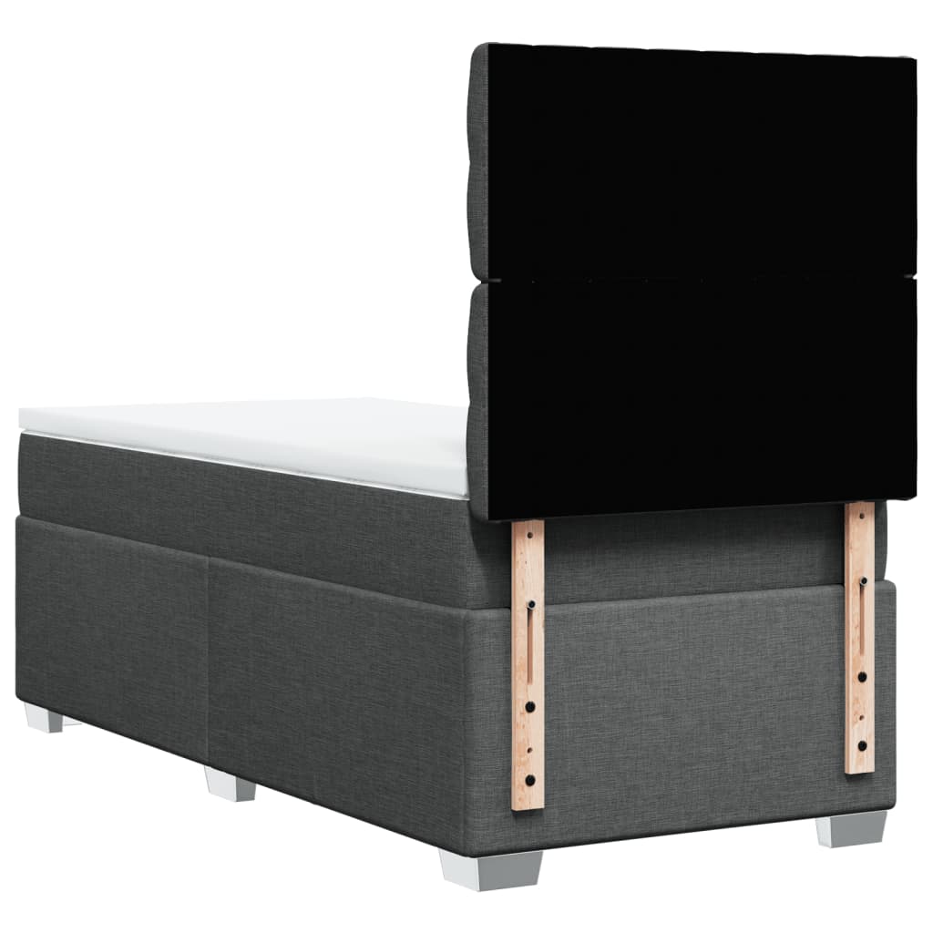 Κρεβάτι Boxspring με Στρώμα Σκούρο Γκρι 90x200 εκ. Υφασμάτινο - Pakobazaar