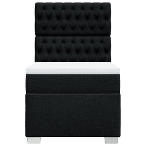 Κρεβάτι Boxspring με Στρώμα Μαύρο 90x200 εκ. Υφασμάτινο