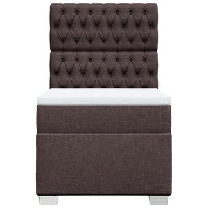 Κρεβάτι Boxspring με Στρώμα Σκούρο Καφέ 90x200 εκ. Υφασμάτινο