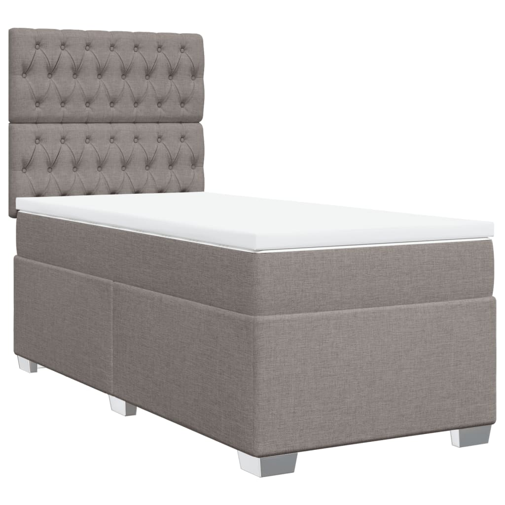 Κρεβάτι Boxspring με Στρώμα Taupe 90x200 εκ. Υφασμάτινο