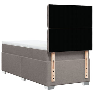 Κρεβάτι Boxspring με Στρώμα Taupe 90x200 εκ. Υφασμάτινο