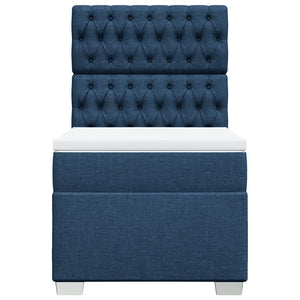 Κρεβάτι Boxspring με Στρώμα Μπλε 90x200 εκ.Υφασμάτινο