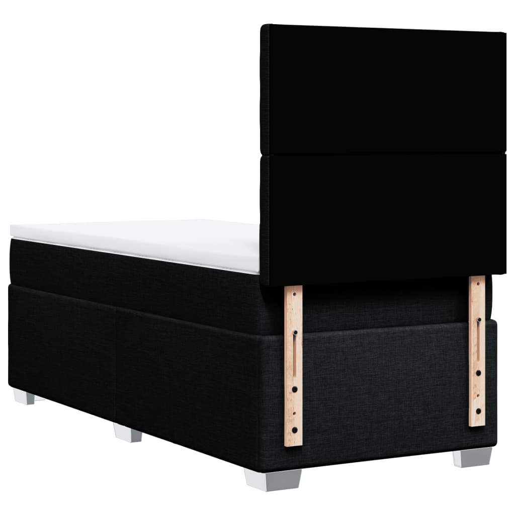 Κρεβάτι Boxspring με Στρώμα Μαύρο 90x200 εκ. Υφασμάτινο - Pakobazaar