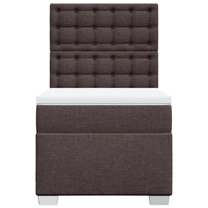 Κρεβάτι Boxspring με Στρώμα Σκούρο Καφέ 90x200 εκ. Υφασμάτινο