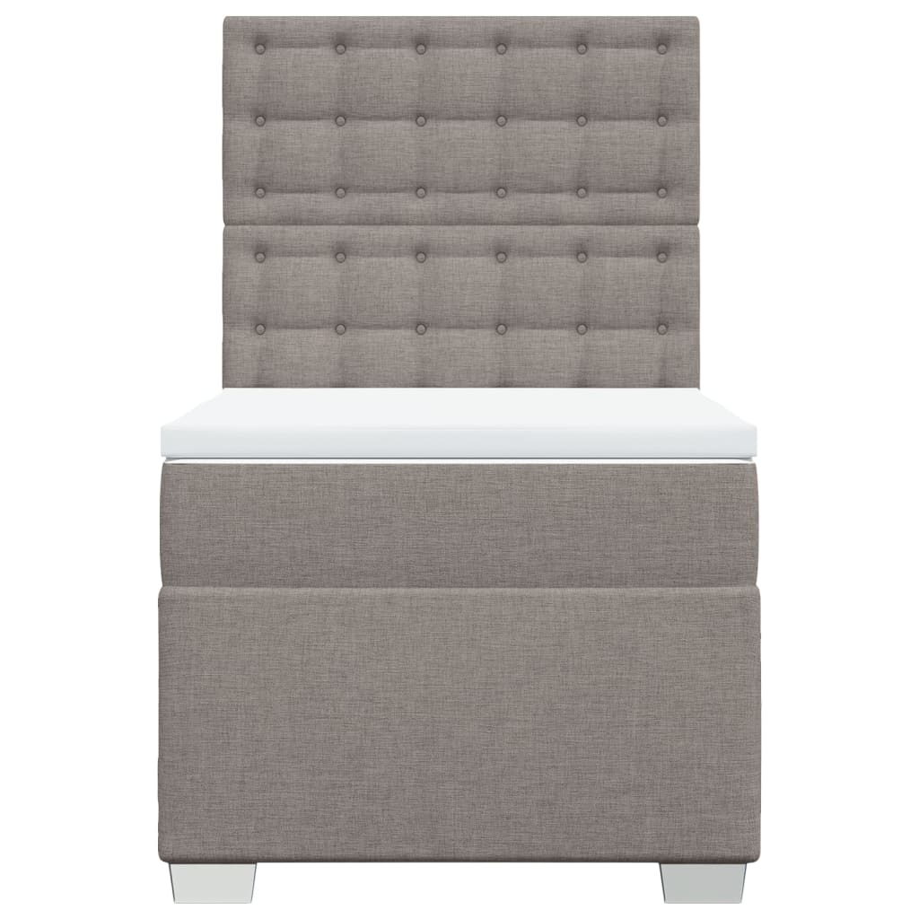 Κρεβάτι Boxspring με Στρώμα Taupe 90x200 εκ. Υφασμάτινο