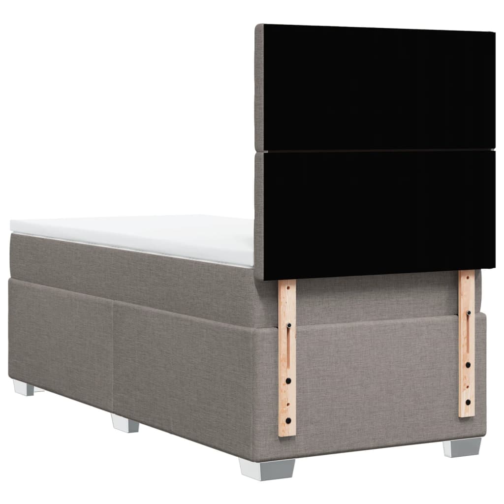 Κρεβάτι Boxspring με Στρώμα Taupe 90x200 εκ. Υφασμάτινο