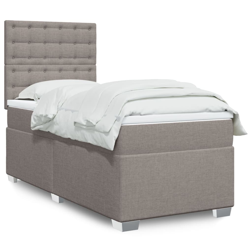 Κρεβάτι Boxspring με Στρώμα Taupe 90x200 εκ. Υφασμάτινο