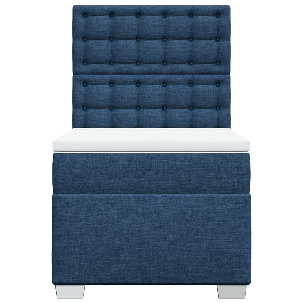Κρεβάτι Boxspring με Στρώμα Μπλε 90x200 εκ.Υφασμάτινο