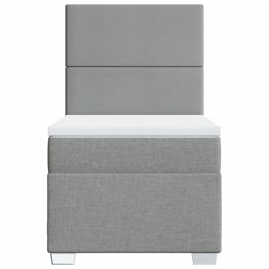Κρεβάτι Boxspring με Στρώμα Ανοιχτό Γκρι 100x200 εκ. Υφασμάτινο