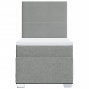 Κρεβάτι Boxspring με Στρώμα Ανοιχτό Γκρι 100x200 εκ. Υφασμάτινο