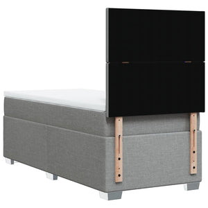 Κρεβάτι Boxspring με Στρώμα Ανοιχτό Γκρι 100x200 εκ. Υφασμάτινο