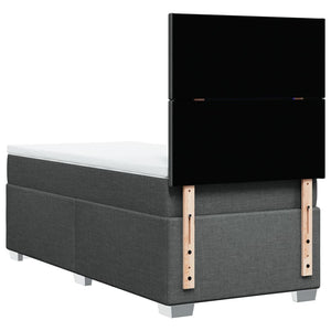 Κρεβάτι Boxspring με Στρώμα Σκούρο Γκρι 100x200 εκ. Υφασμάτινο