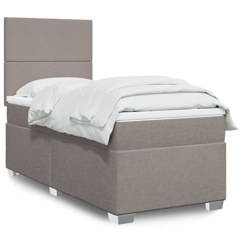 Κρεβάτι Boxspring με Στρώμα Taupe 100 x 200 εκ. Υφασμάτινο