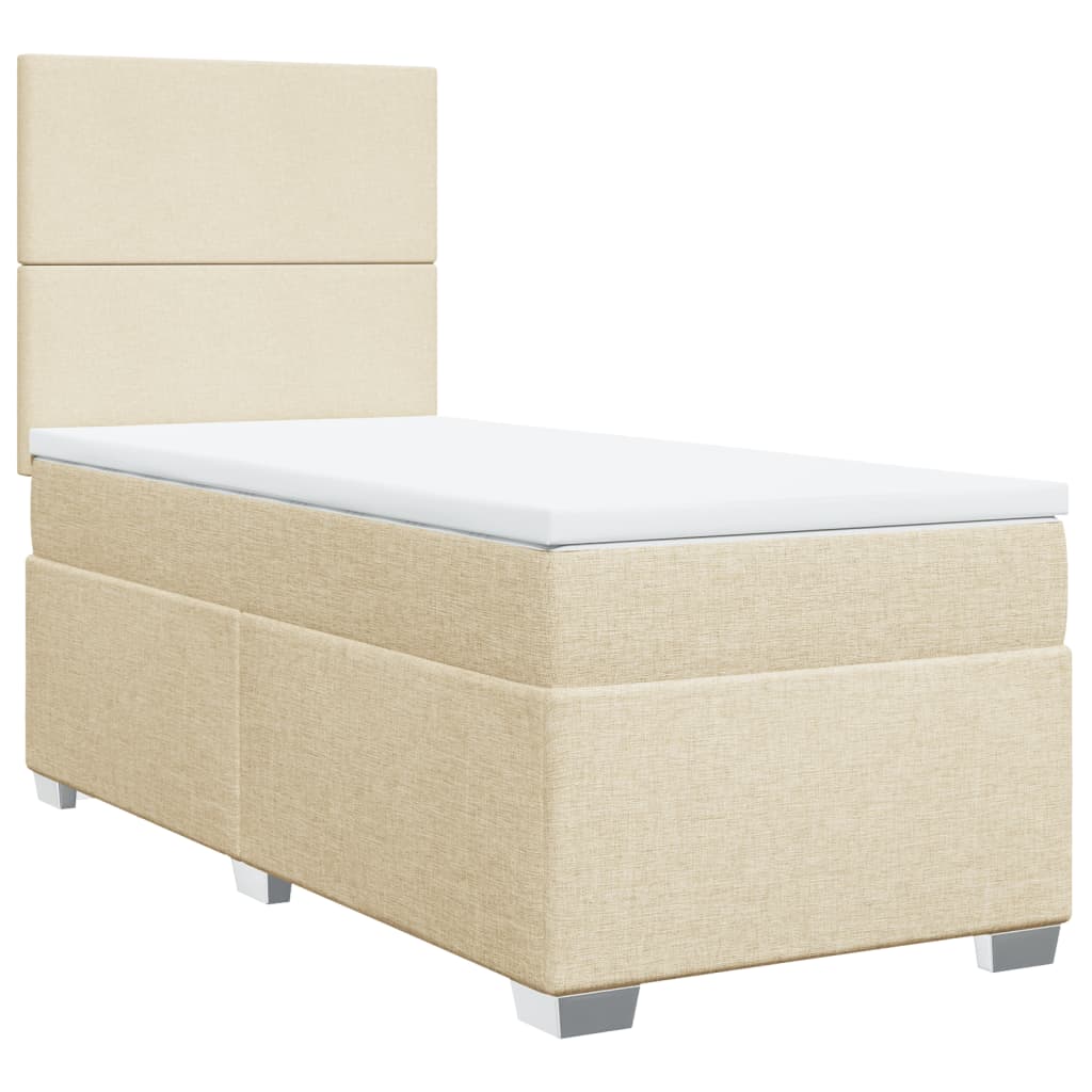 Κρεβάτι Boxspring με Στρώμα Κρεμ 100 x 200 εκ. Υφασμάτινο