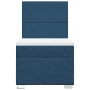 Κρεβάτι Boxspring με Στρώμα Μπλε 100 x 200 εκ. Υφασμάτινο