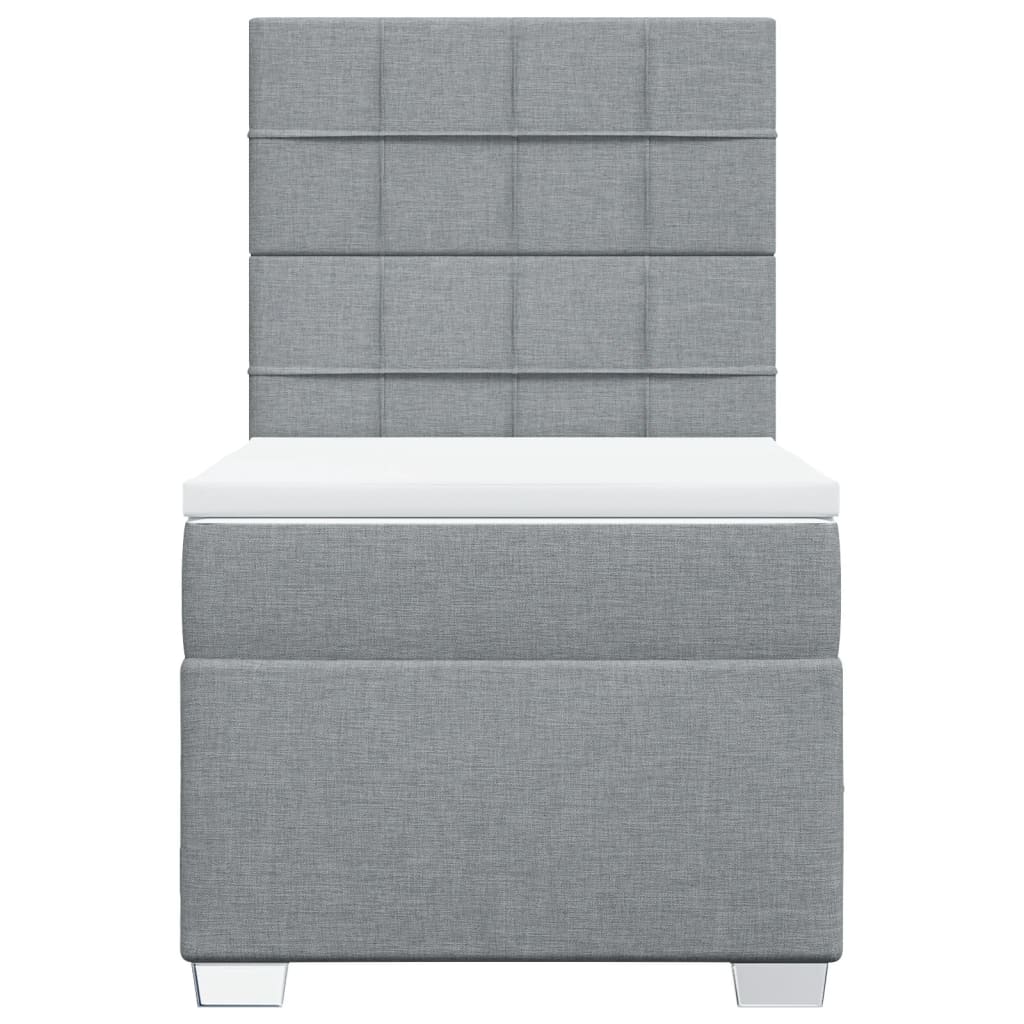 Κρεβάτι Boxspring με Στρώμα Ανοιχτό Γκρι 100x200 εκ. Υφασμάτινο