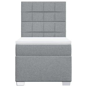 Κρεβάτι Boxspring με Στρώμα Ανοιχτό Γκρι 100x200 εκ. Υφασμάτινο