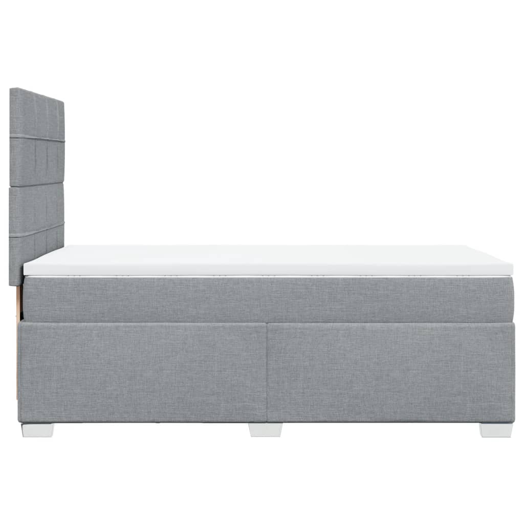 Κρεβάτι Boxspring με Στρώμα Ανοιχτό Γκρι 100x200 εκ. Υφασμάτινο