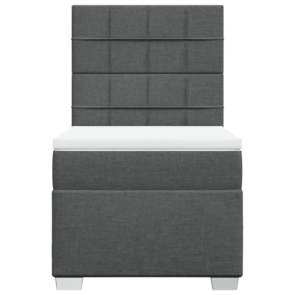 Κρεβάτι Boxspring με Στρώμα Σκούρο Γκρι 100x200 εκ. Υφασμάτινο