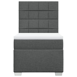 Κρεβάτι Boxspring με Στρώμα Σκούρο Γκρι 100x200 εκ. Υφασμάτινο
