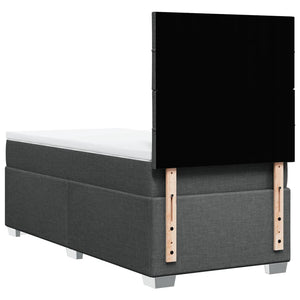 Κρεβάτι Boxspring με Στρώμα Σκούρο Γκρι 100x200 εκ. Υφασμάτινο