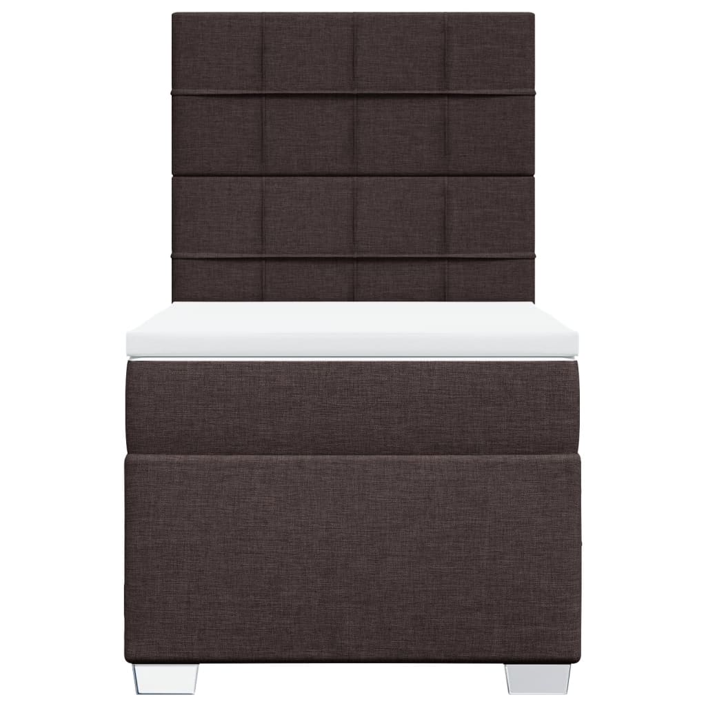 Κρεβάτι Boxspring με Στρώμα Σκούρο Καφέ 100x200 εκ. Υφασμάτινο
