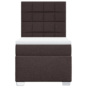 Κρεβάτι Boxspring με Στρώμα Σκούρο Καφέ 100x200 εκ. Υφασμάτινο
