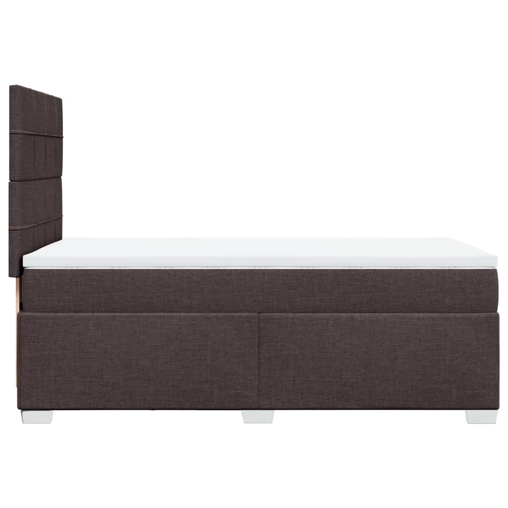 Κρεβάτι Boxspring με Στρώμα Σκούρο Καφέ 100x200 εκ. Υφασμάτινο