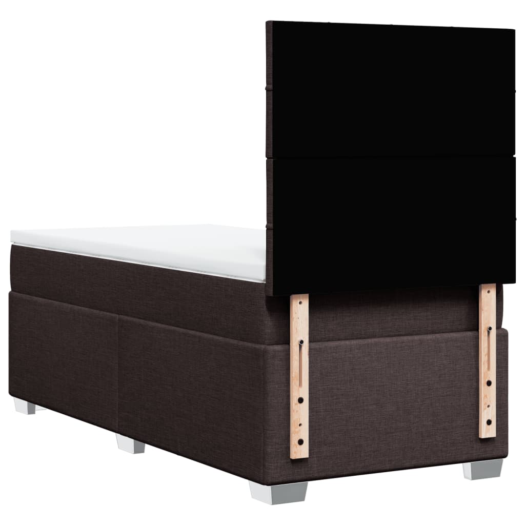 Κρεβάτι Boxspring με Στρώμα Σκούρο Καφέ 100x200 εκ. Υφασμάτινο