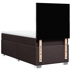 Κρεβάτι Boxspring με Στρώμα Σκούρο Καφέ 100x200 εκ. Υφασμάτινο