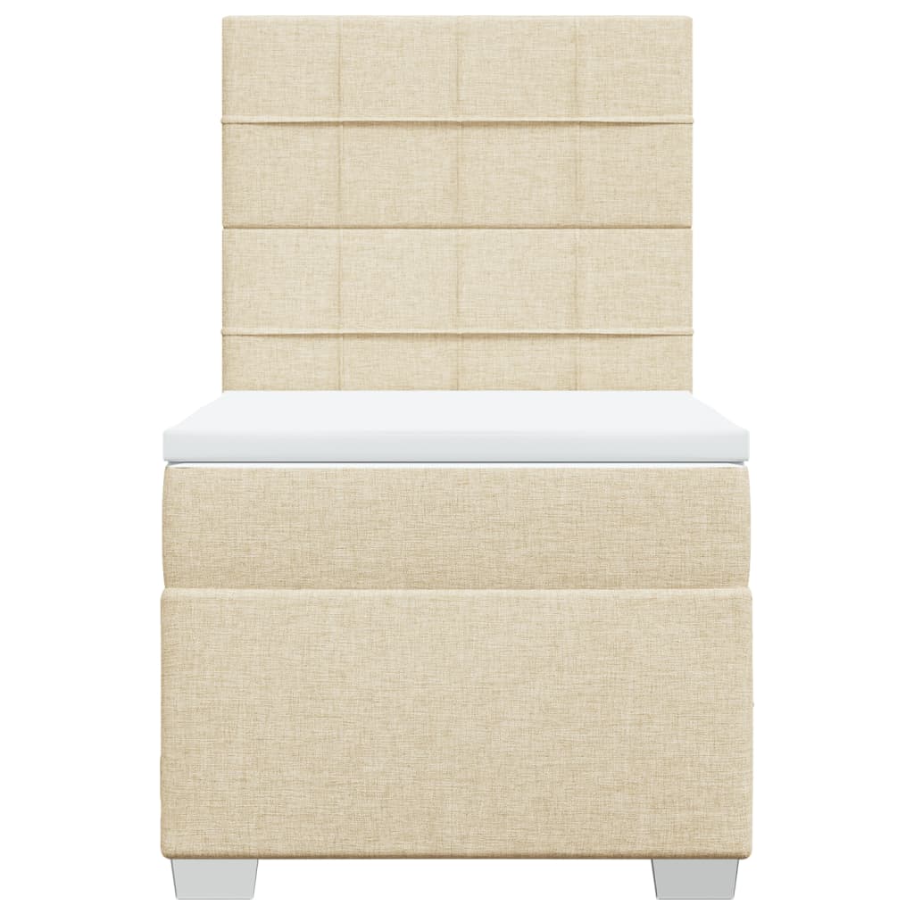 Κρεβάτι Boxspring με Στρώμα Κρεμ 100 x 200 εκ. Υφασμάτινο