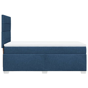Κρεβάτι Boxspring με Στρώμα Μπλε 100 x 200 εκ. Υφασμάτινο - Pakobazaar