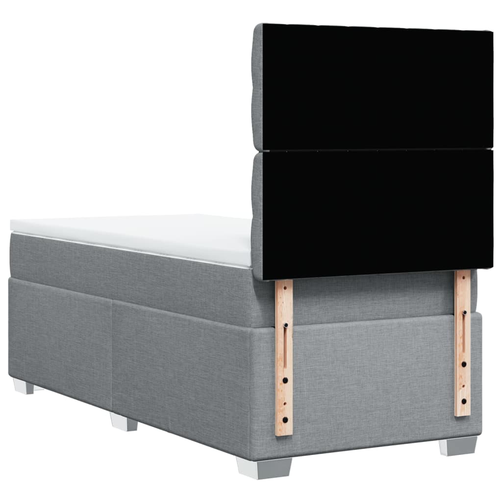 Κρεβάτι Boxspring με Στρώμα Ανοιχτό Γκρι 100x200 εκ. Υφασμάτινο - Pakobazaar