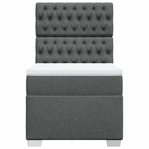 Κρεβάτι Boxspring με Στρώμα Σκούρο Γκρι 100x200 εκ. Υφασμάτινο