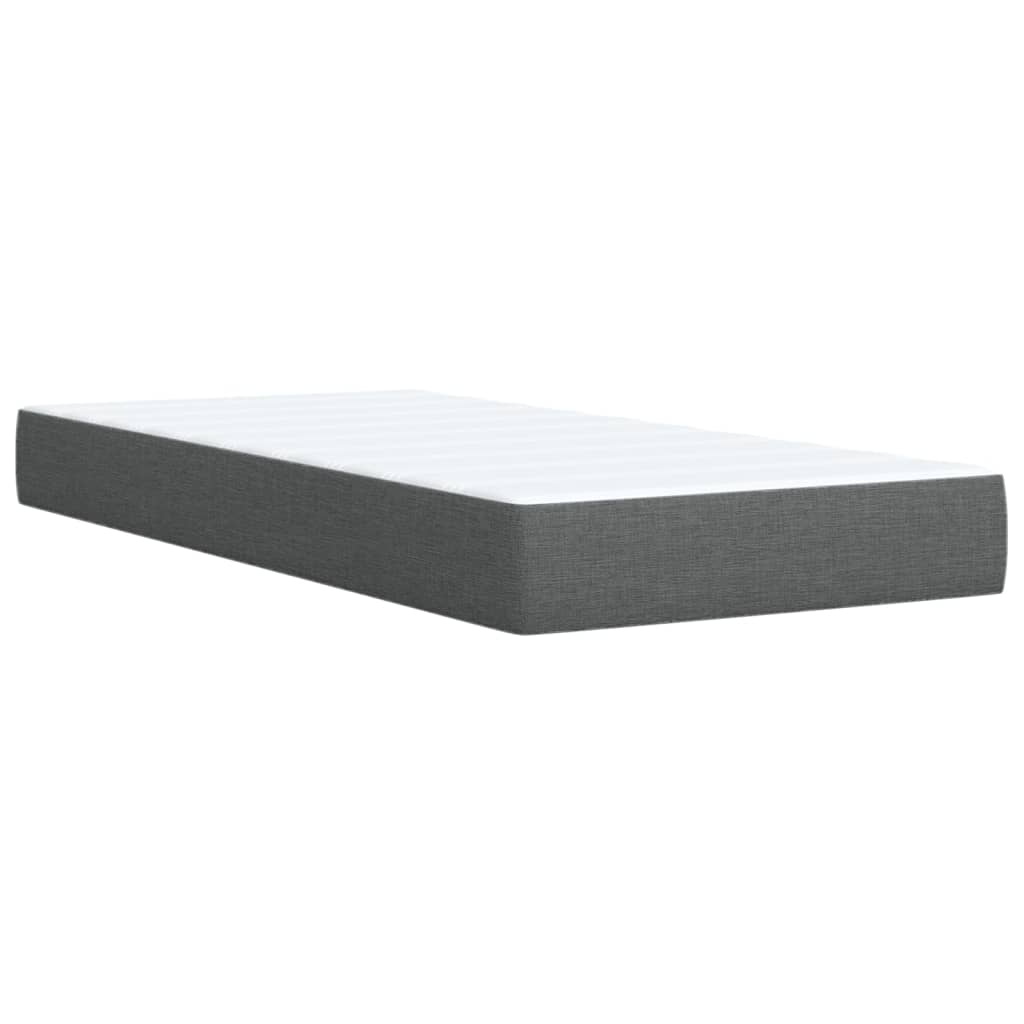 Κρεβάτι Boxspring με Στρώμα Σκούρο Γκρι 100x200 εκ. Υφασμάτινο