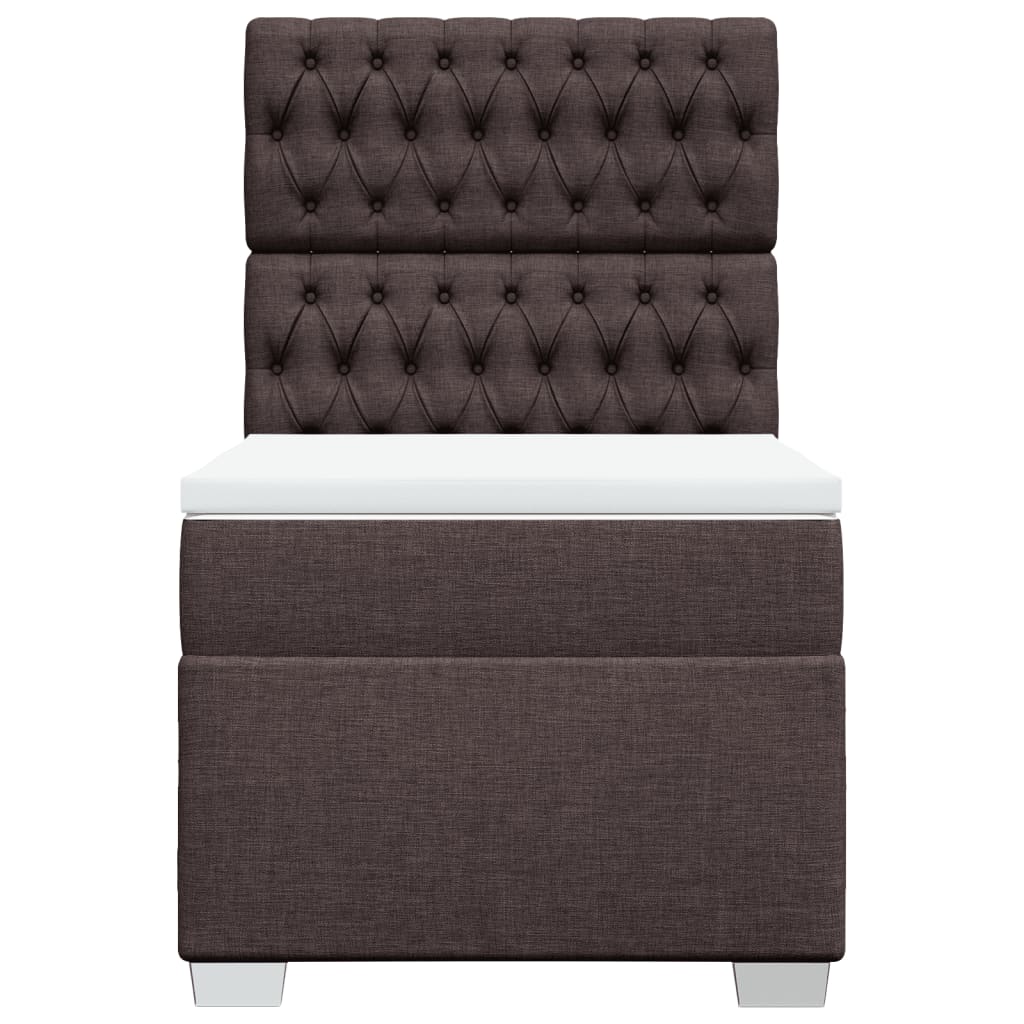 Κρεβάτι Boxspring με Στρώμα Σκούρο Καφέ 100x200 εκ. Υφασμάτινο