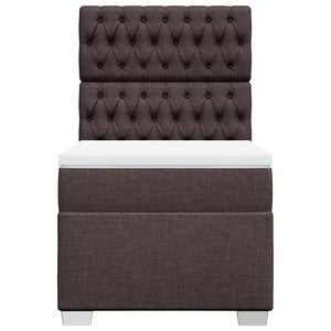 Κρεβάτι Boxspring με Στρώμα Σκούρο Καφέ 100x200 εκ. Υφασμάτινο