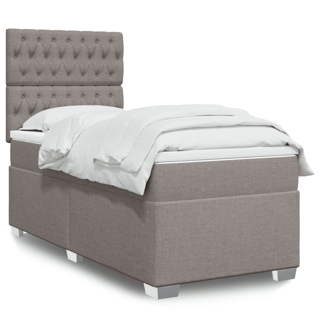 Κρεβάτι Boxspring με Στρώμα Taupe 100 x 200 εκ. Υφασμάτινο