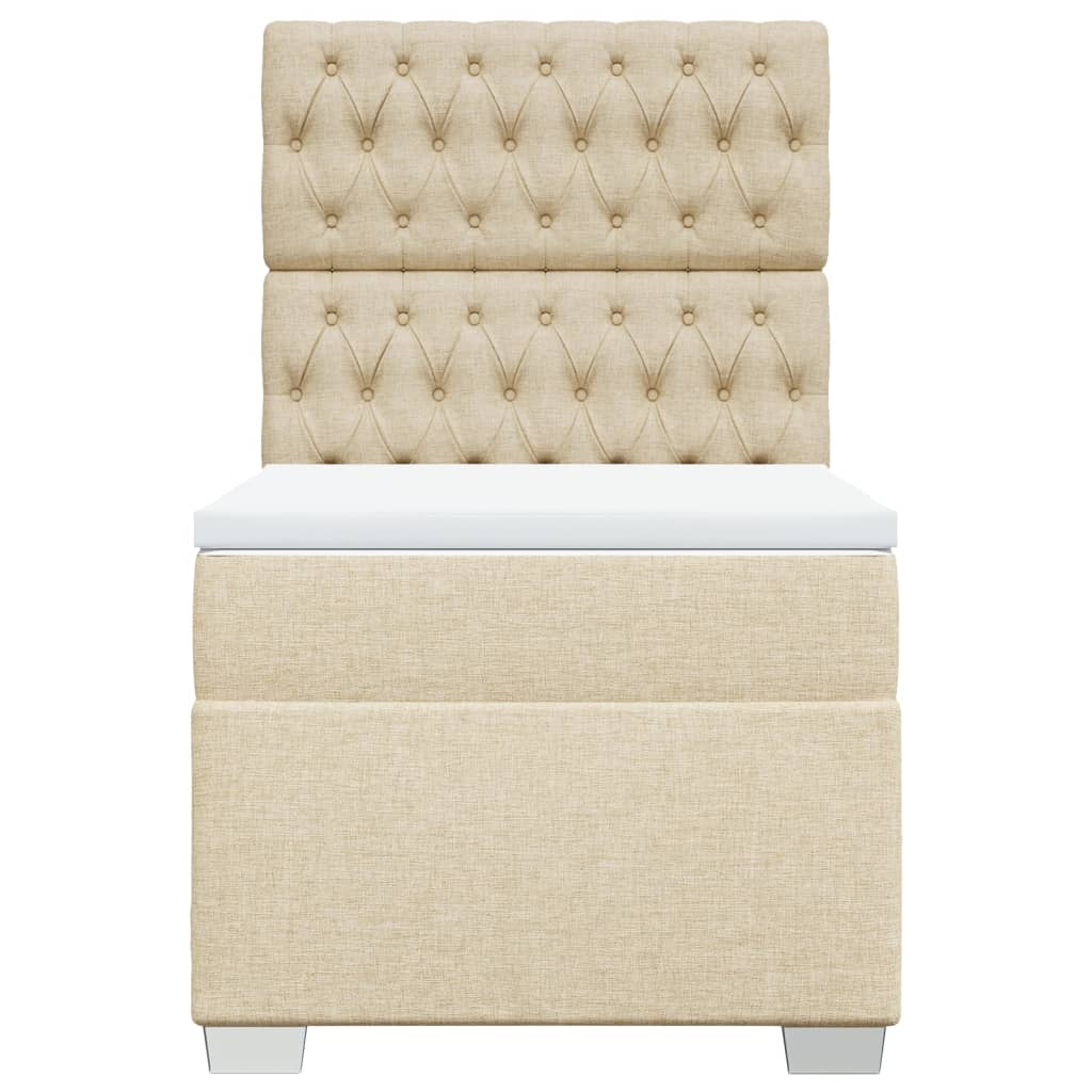 Κρεβάτι Boxspring με Στρώμα Κρεμ 100 x 200 εκ. Υφασμάτινο